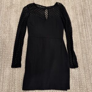 Lulu's Black Long Sleeve Dress with Lace Detail